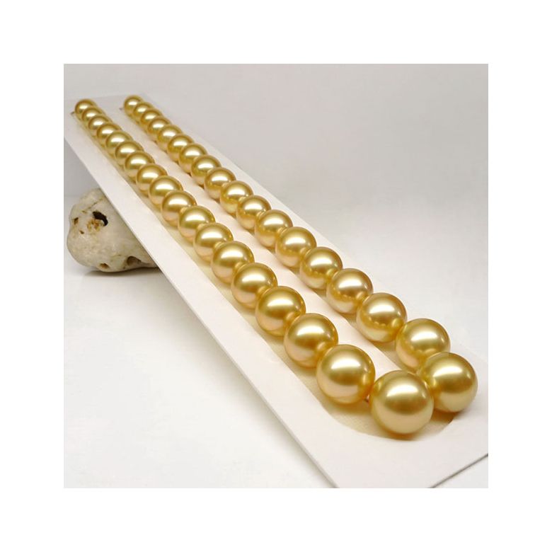 Collier perles d'Australie dorées - Grosses perles 10/12mm - AAA - 2