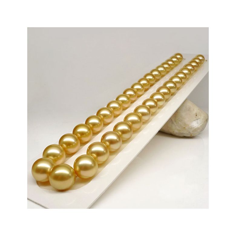 Collier perles d'Australie dorées - Grosses perles 10/12mm - AAA - 5