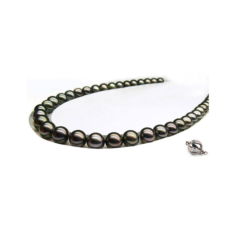 Collier perles de Tahiti noires - 10/12mm - AAA - 1