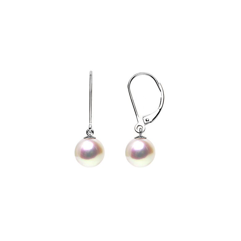 Boucles d'oreilles perles d'eau douce - 8/11mm - AAA - Or blanc - 1