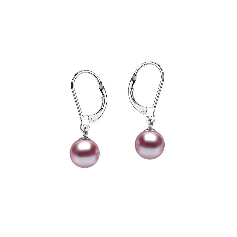 Boucles d'oreilles perles d'eau douce lavandes. 8/11mm. GEMME. Or blanc - 1