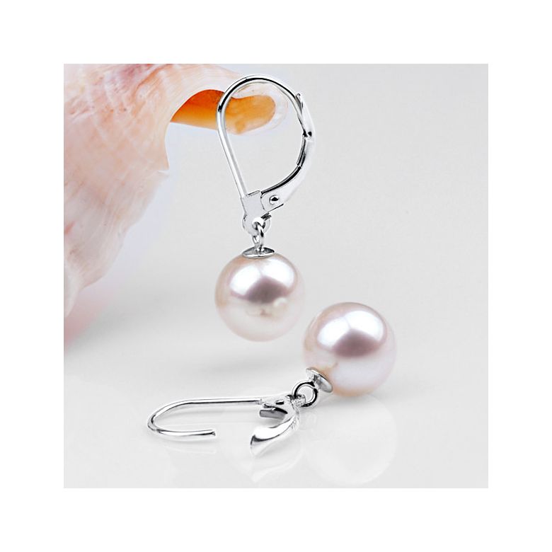 Boucles d'oreilles perles d'eau douce - 8/11mm - AAA - Or blanc - 2