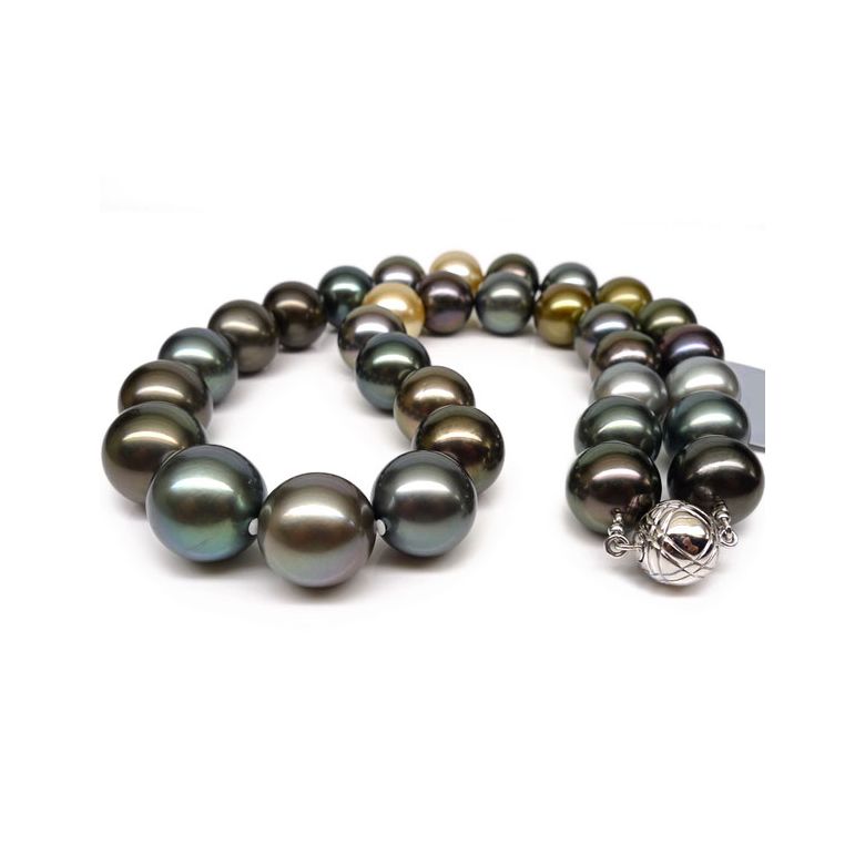 Collier perles de Tahiti multicolores- 12/14mm - AAB - 3