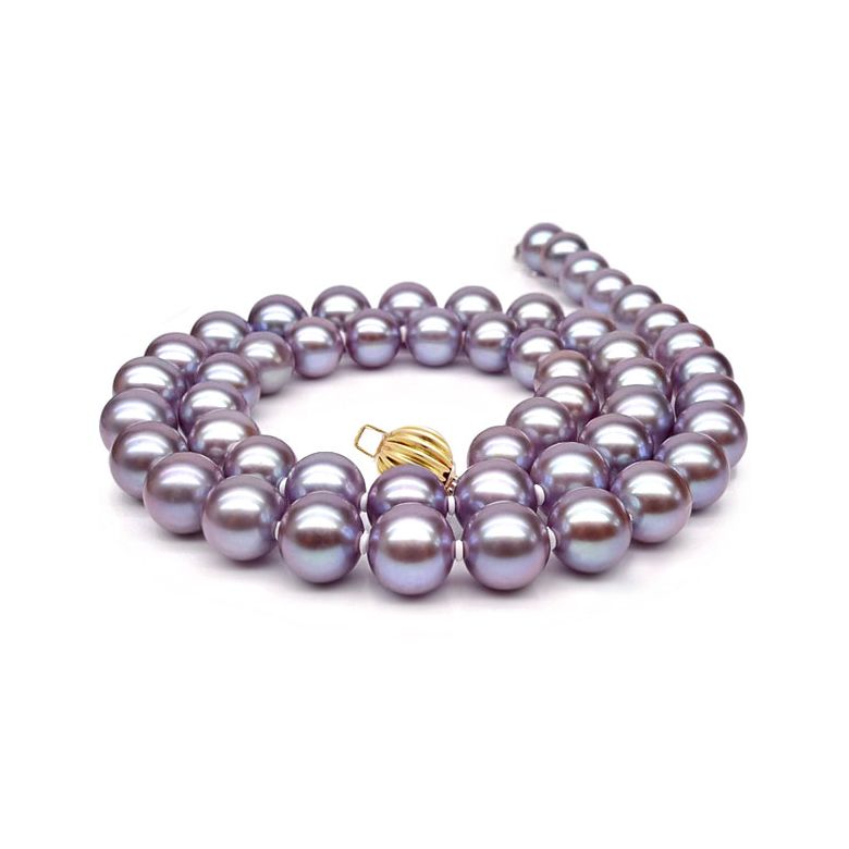 Collier perles lavandes. Perle culture eau douce 7.5/8mm - 1
