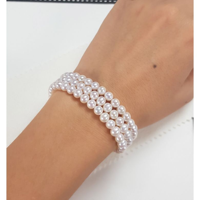 Bracelet 3 rangs de perles Mariage. Triple rangée. 5/5.5mm - 2