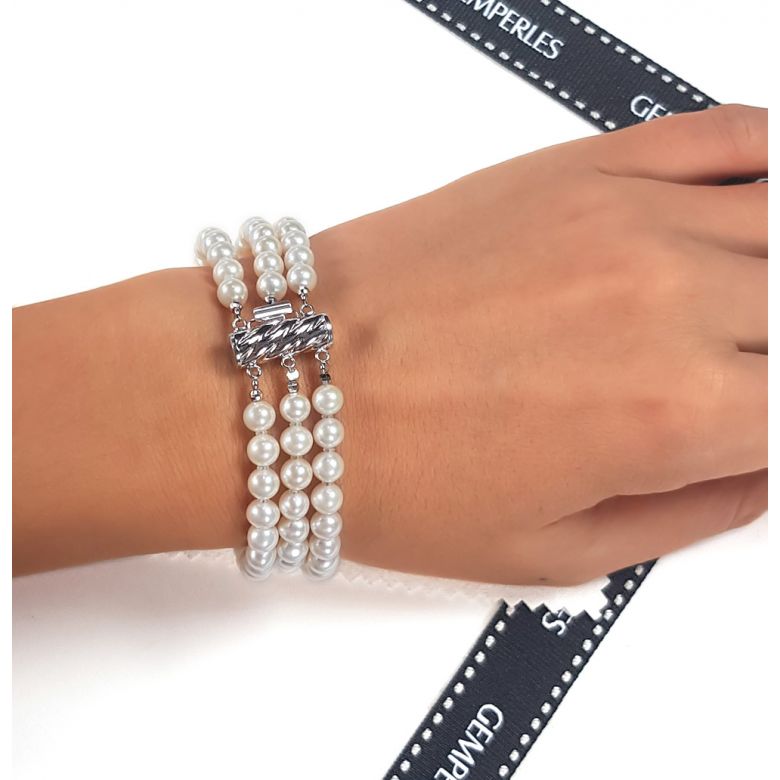 Bracelet 3 rangs de perles Mariage. Triple rangée. 5/5.5mm - 3