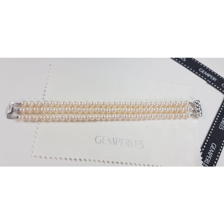 Bracelet 3 rangs de perles Mariage. Triple rangée. 5/5.5mm - 4
