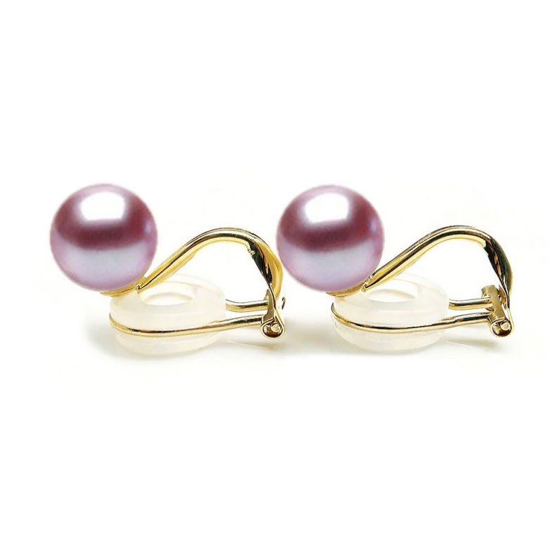 Boucles d'oreilles clip or jaune et perles de culture - 6