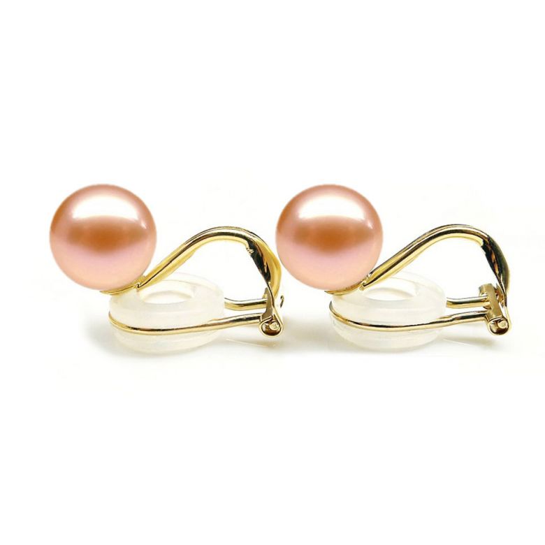 Boucles d'oreilles clip or jaune et perles de culture - 4