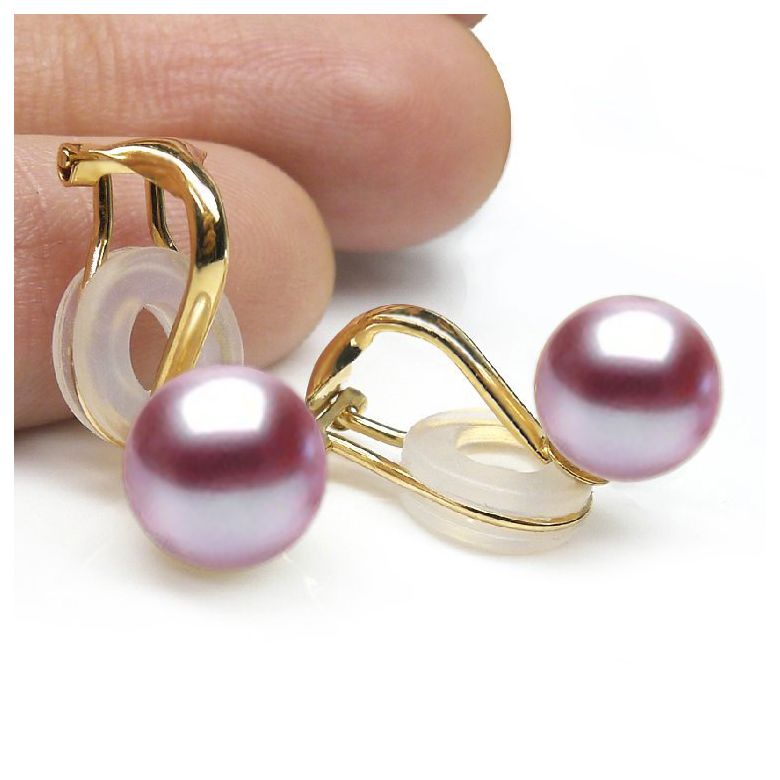 Boucles d'oreilles clip or jaune et perles de culture - 7