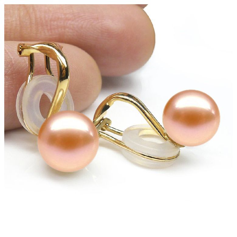Boucles d'oreilles clip or jaune et perles de culture - 5