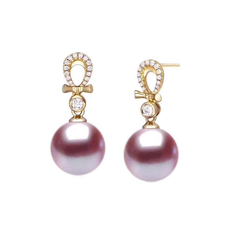 Pendants d'oreilles bambou. Perles de culture d'eau douce - 3
