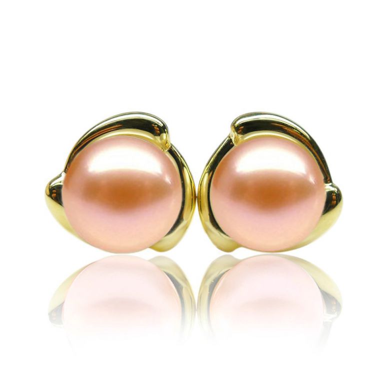 Boucles oreilles ornementation classique - Or jaune, perles eau douce - 6