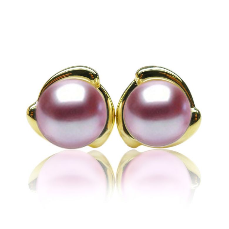 Boucles oreilles ornementation classique - Or jaune, perles eau douce - 8