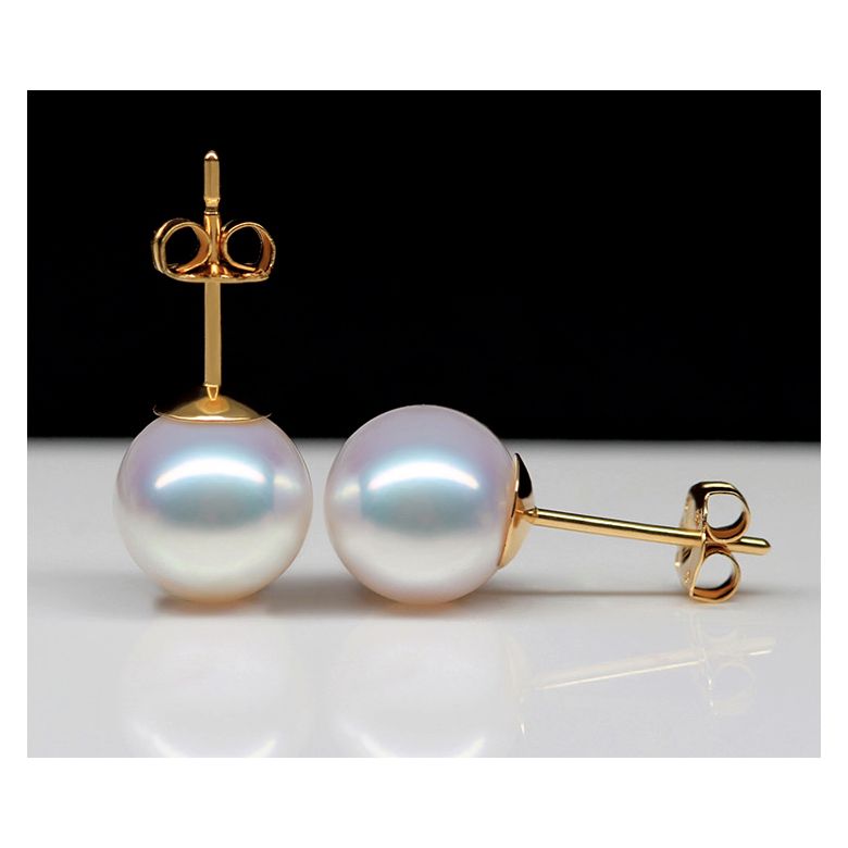 Boucles d'oreilles perles Akoya blanches - 7.5/8mm - GEMME - Or jaune - 1