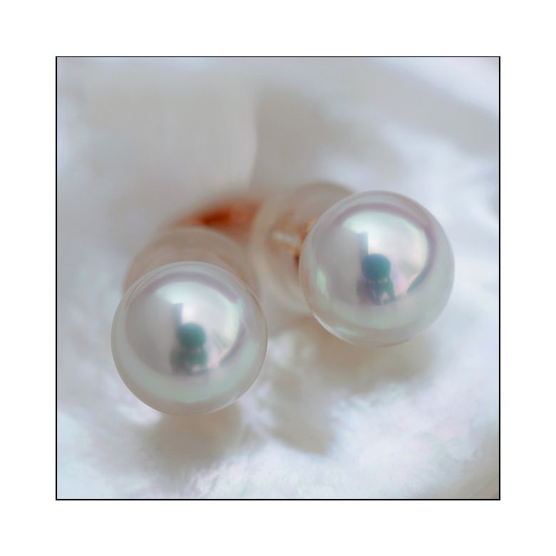 Boucles d'Oreilles Clous. Perles Akoya Gemme. Or jaune I Aki  - 2