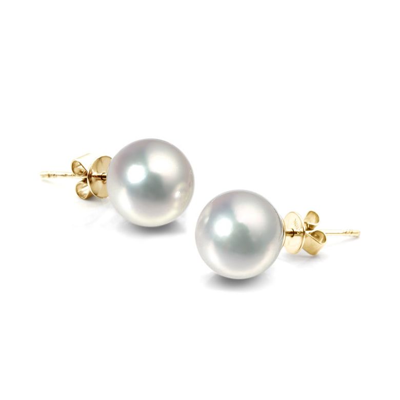 Boucles d'oreilles perles Akoya blanches - 8.5/9mm - AAA - Or jaune - 2