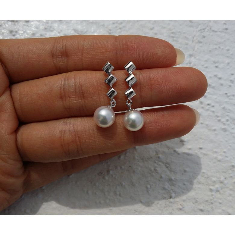 Boucles d'oreilles perles Akoya blanches - 7/7.5mm - GEMME - Or blanc - 5