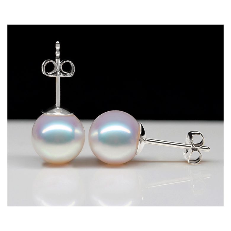 Boucles d'oreilles perles Akoya - 7.5/8mm - AAA - Or blanc - 2