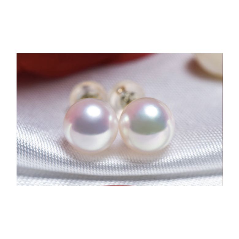 Boucles d'oreilles perles Akoya - 7/7.5mm, AAA - Or blanc - 3