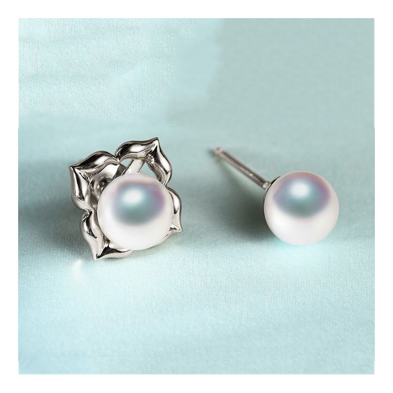 Boucles Oreilles Étoiles Filantes Perle Akoya Or Blanc - 4
