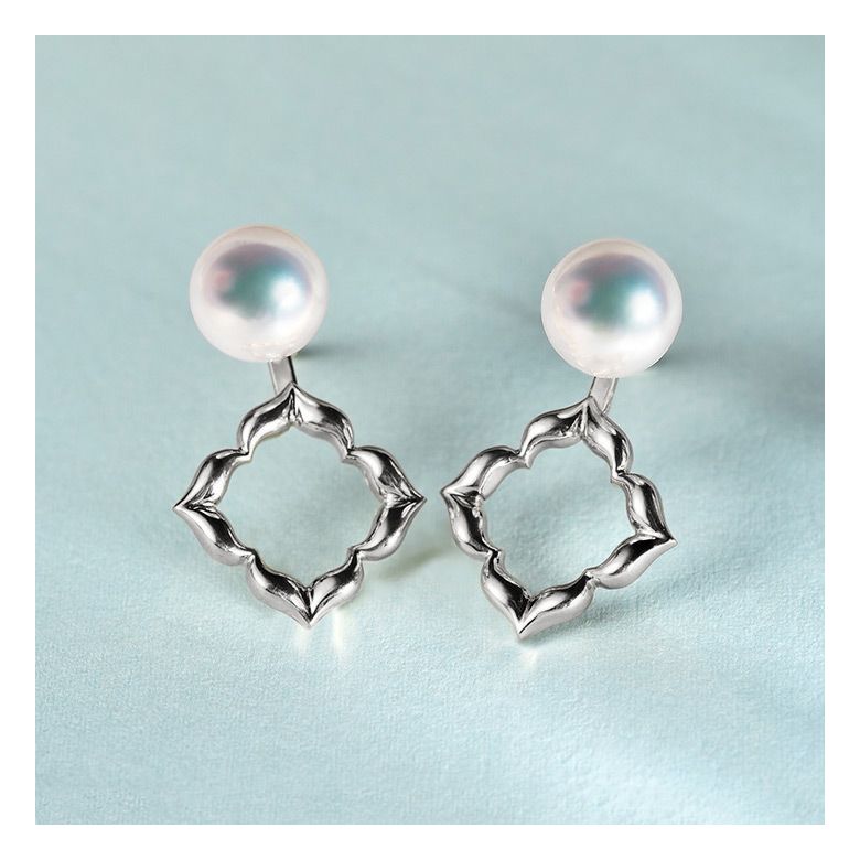 Boucles Oreilles Étoiles Filantes Perle Akoya Or Blanc - 5