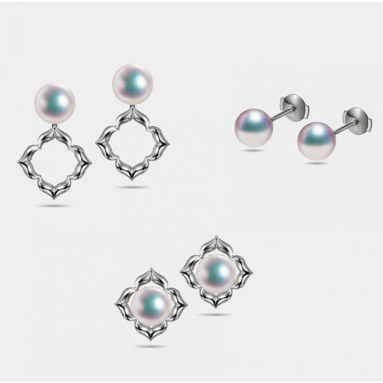 Boucles Oreilles Étoiles Filantes Perle Akoya Or Blanc - 2