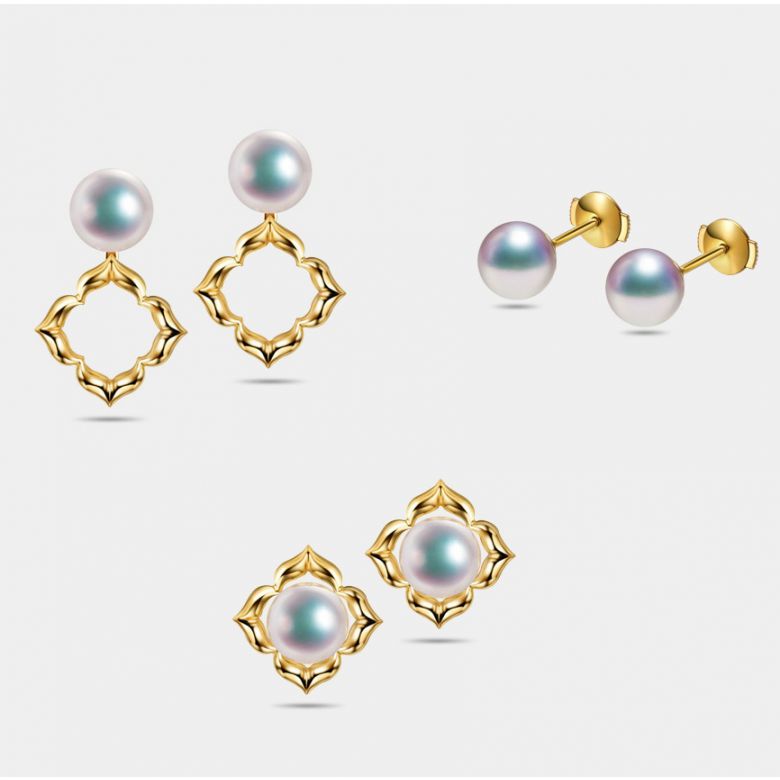 Boucles Oreilles Étoiles Filantes Perle Akoya Or Jaune - 2