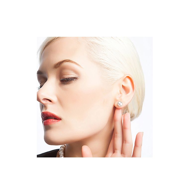 Boucles d'oreilles perles eau douce blanches - 8/11mm - GEMME - Or blanc - 2
