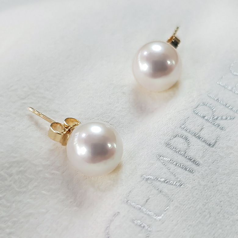 Boucles d'oreilles perles eau douce blanches - 9.9.5mm - AAA - Or jaune - 4