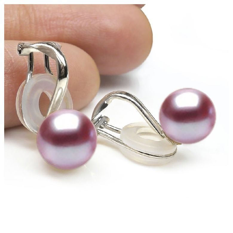 Boucles d'oreilles clips or blanc. Perles d'eau douce Chine blanches - 7