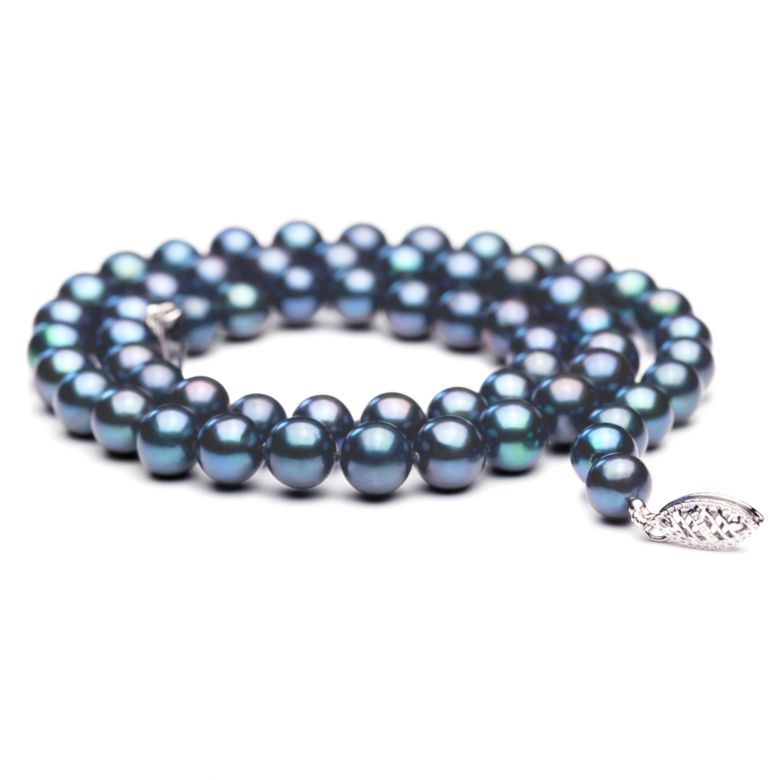 Collier perles eau douce noires - 7/7.5mm, AAA - 2