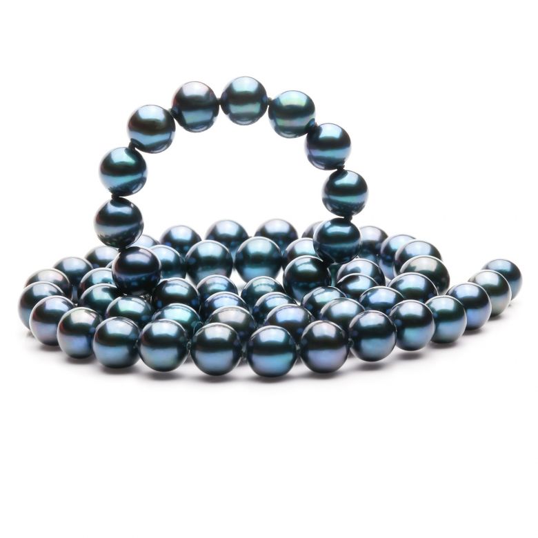 Collier perles eau douce noires - 7/7.5mm, AAA - 5