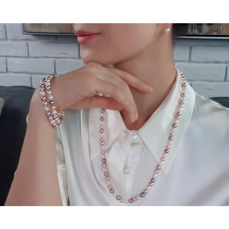 Collier perles eau douce multicolores  - 6.5/7mm - AAA - 4