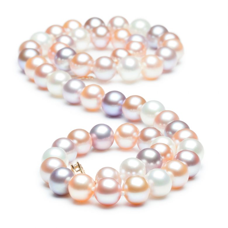 Collier perles eau douce multicolores  - 6.5/7mm - AAA - 5