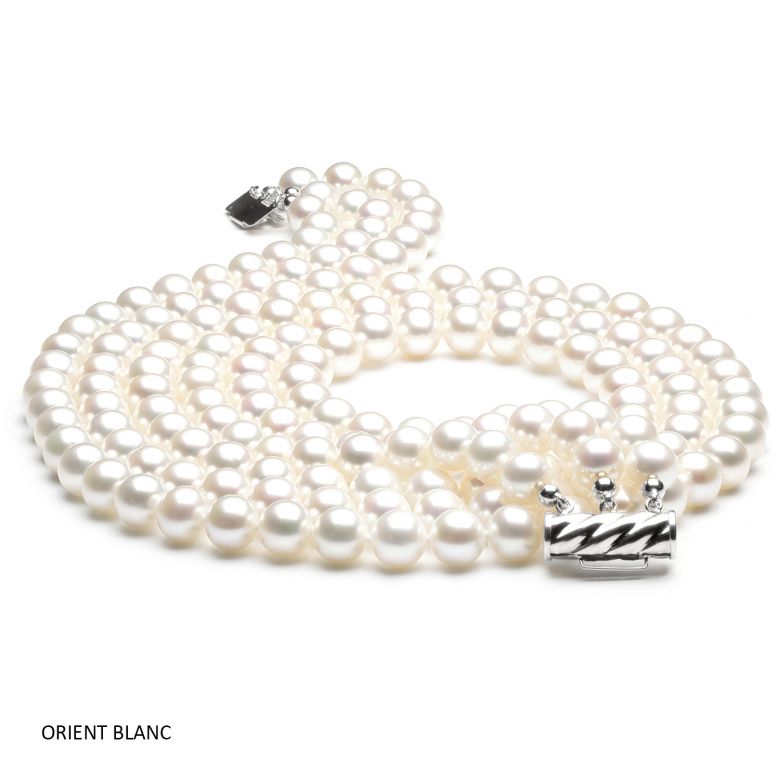 Collier triple perles eau douce - 7/7.5mm - AAA - 2