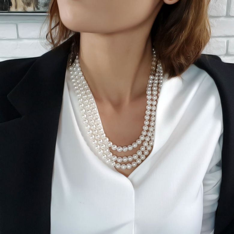 Collier triple perles eau douce - 7/7.5mm - AAA - 5