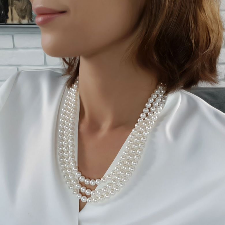 Collier triple perles eau douce - 7/7.5mm - AAA - 8