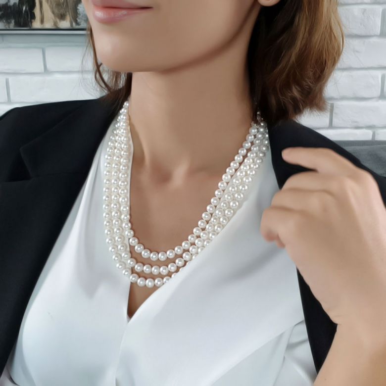 Collier triple perles eau douce - 7/7.5mm - AAA - 7