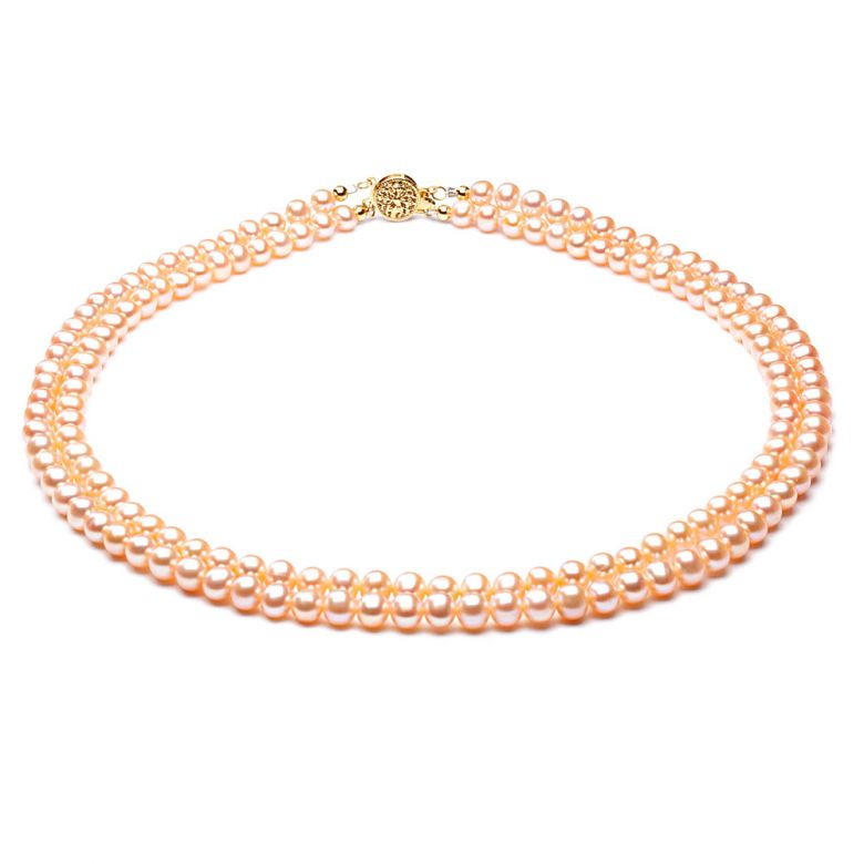 Collier double perles eau douce roses - 5/5.5mm - AA+ - 2