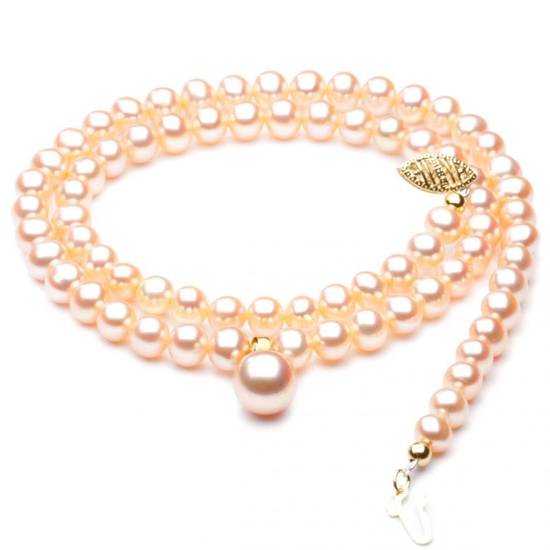 Collier Lyrique en Perles d'Eau Douce Roses AAA | Gemperles - 2