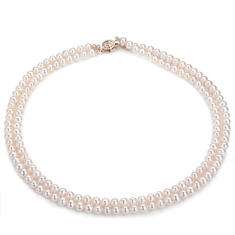 Collier double perles eau douce blanches - 5/5.5mm - AA+ - 2