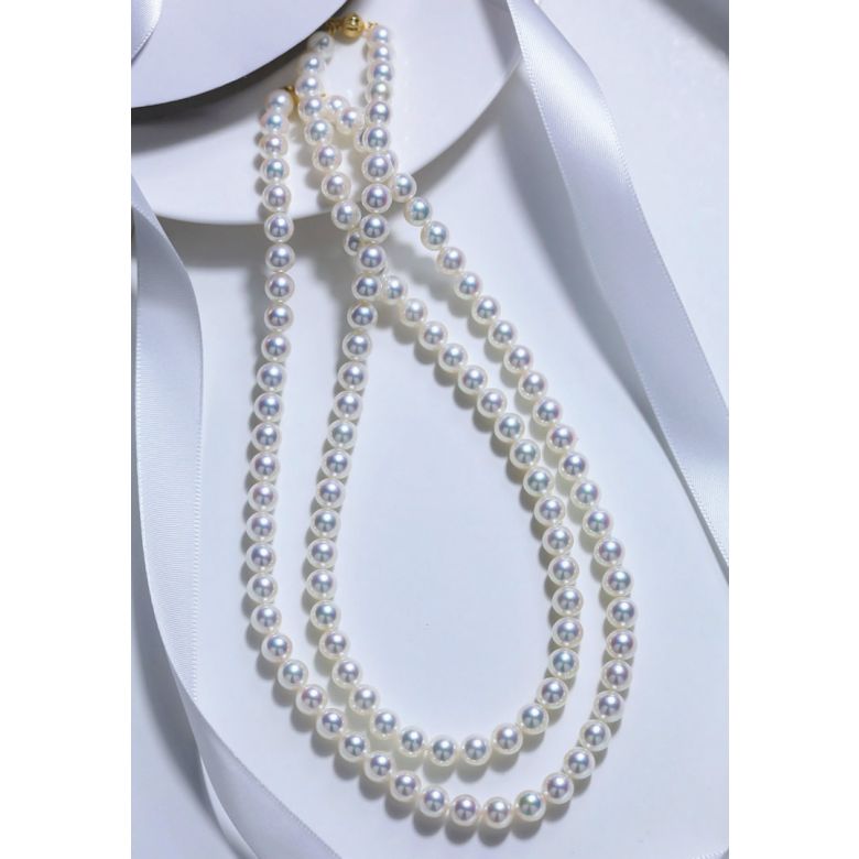 Collier perles Akoya luxe - Perle du Japon qualité GEMME / HANADAMA - 7/7.5mm - 5