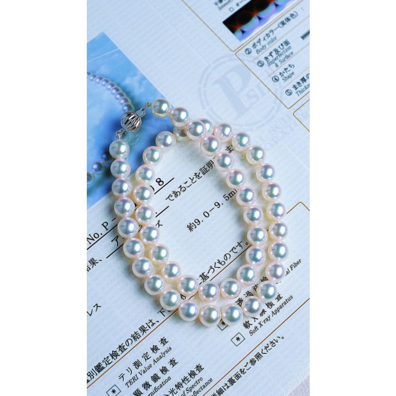 Collier de perles Akoya blanches - 9/9.5mm - AAA / HANADAMA - 8