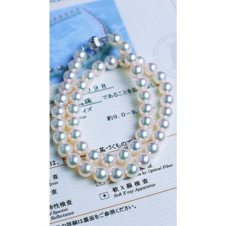 Collier de perles Akoya blanches - 9/9.5mm - AAA / HANADAMA - 7