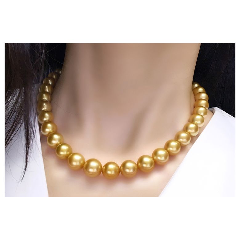 Collier perles d'Australie dorées - Grosses perles 10/12mm - AAA - 3