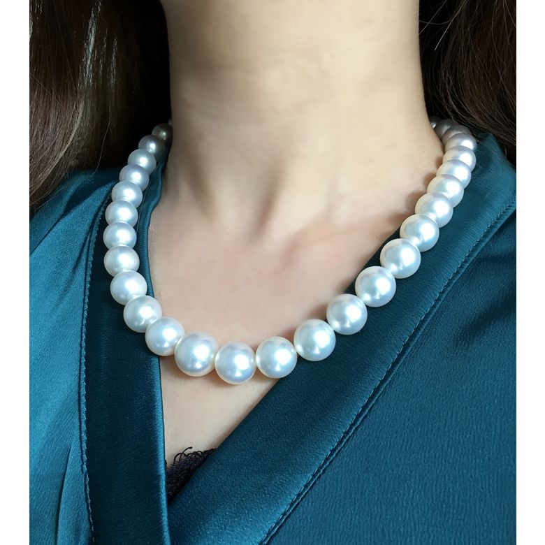 Collier perles des mers du sud blanches - Perle Australie 12/14mm - 4