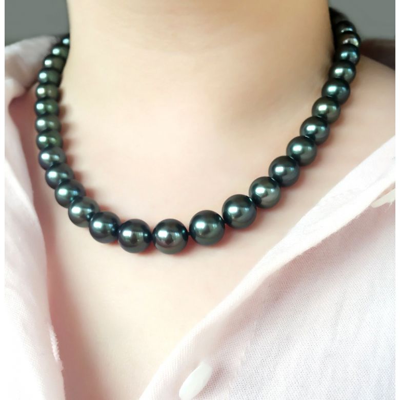 Collier perles de Tahiti noires - 9/11mm - AAA - 3