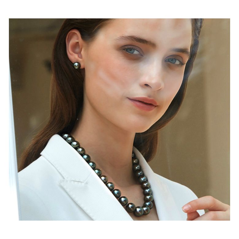 Collier perles de Tahiti noires - 10/12mm - AAA - 2