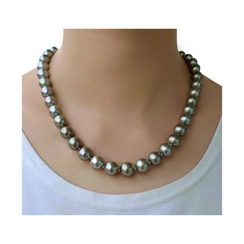 Collier en perles de culture bronzes de Tahiti - 5